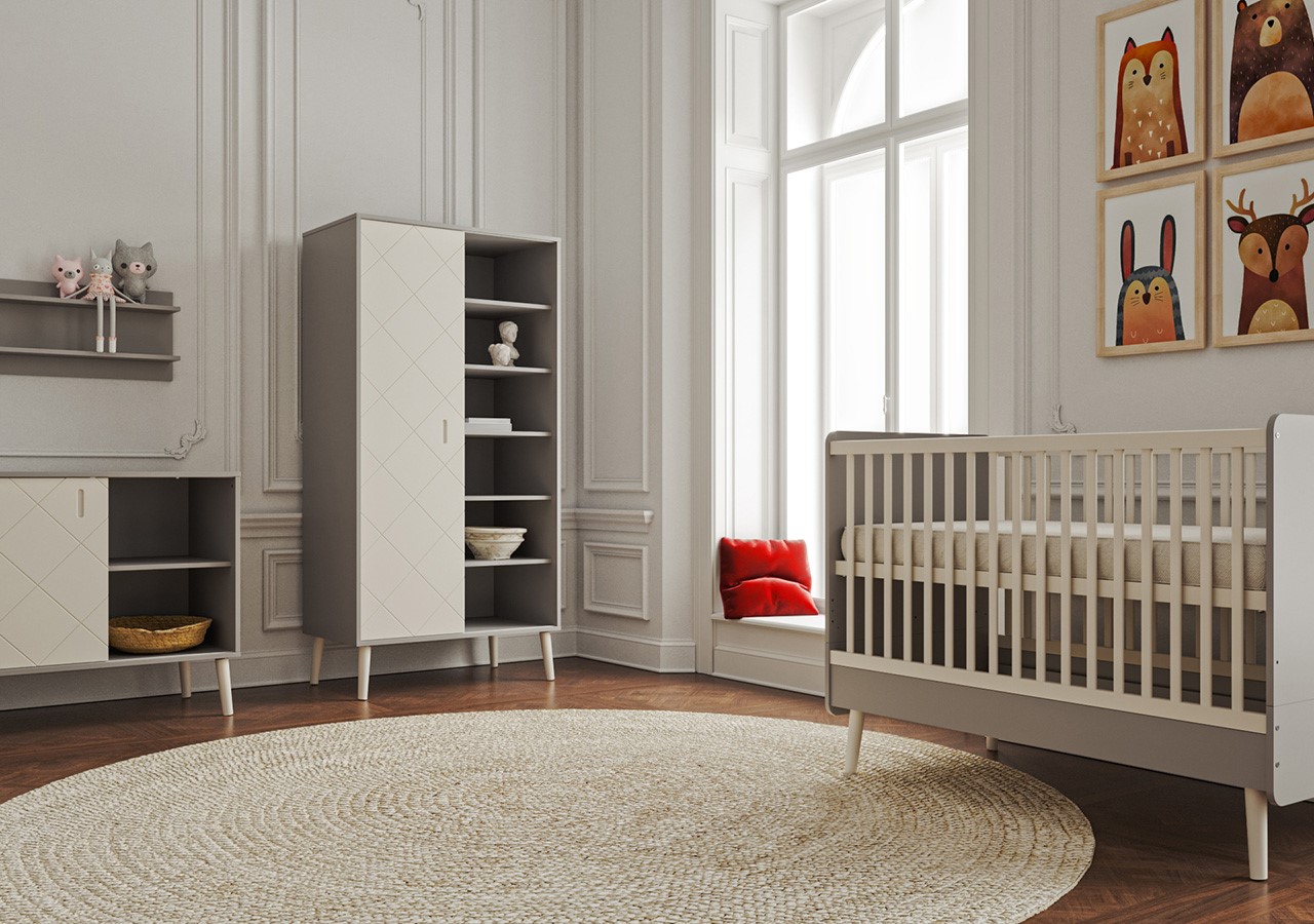 Dvoudílná šatní skříň Faktum Peak Grey & White